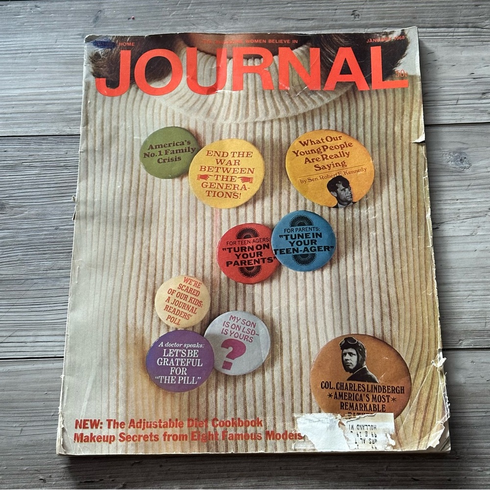 Vintage Ladies Home Journal Magazine with Colorful Buttons January 1968